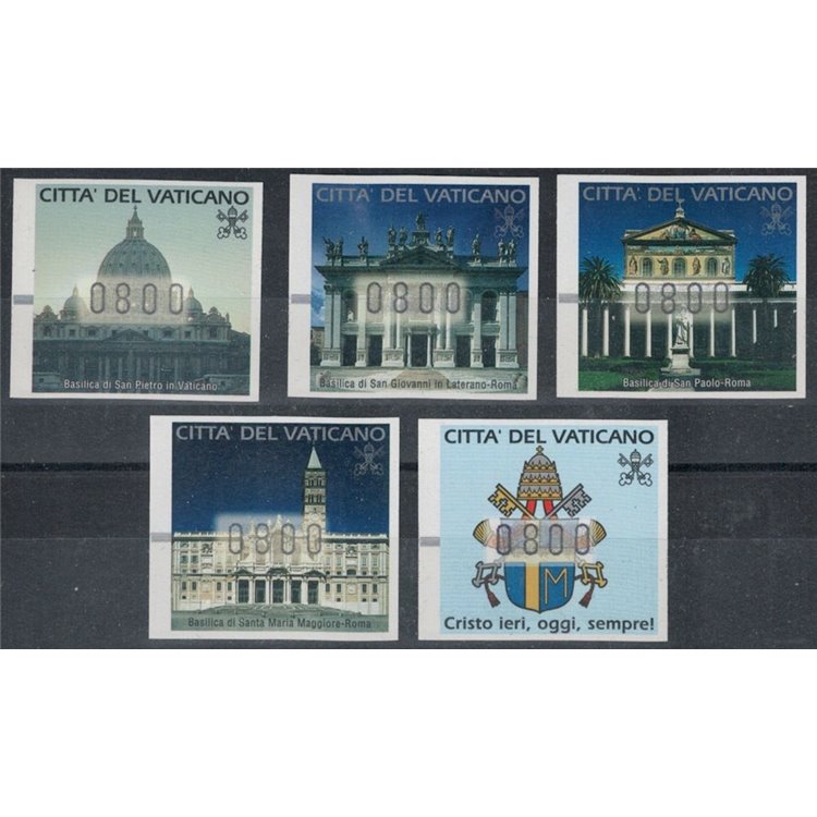 VATICAN 2000 Basilicas, automatic stamps 5v MNH**