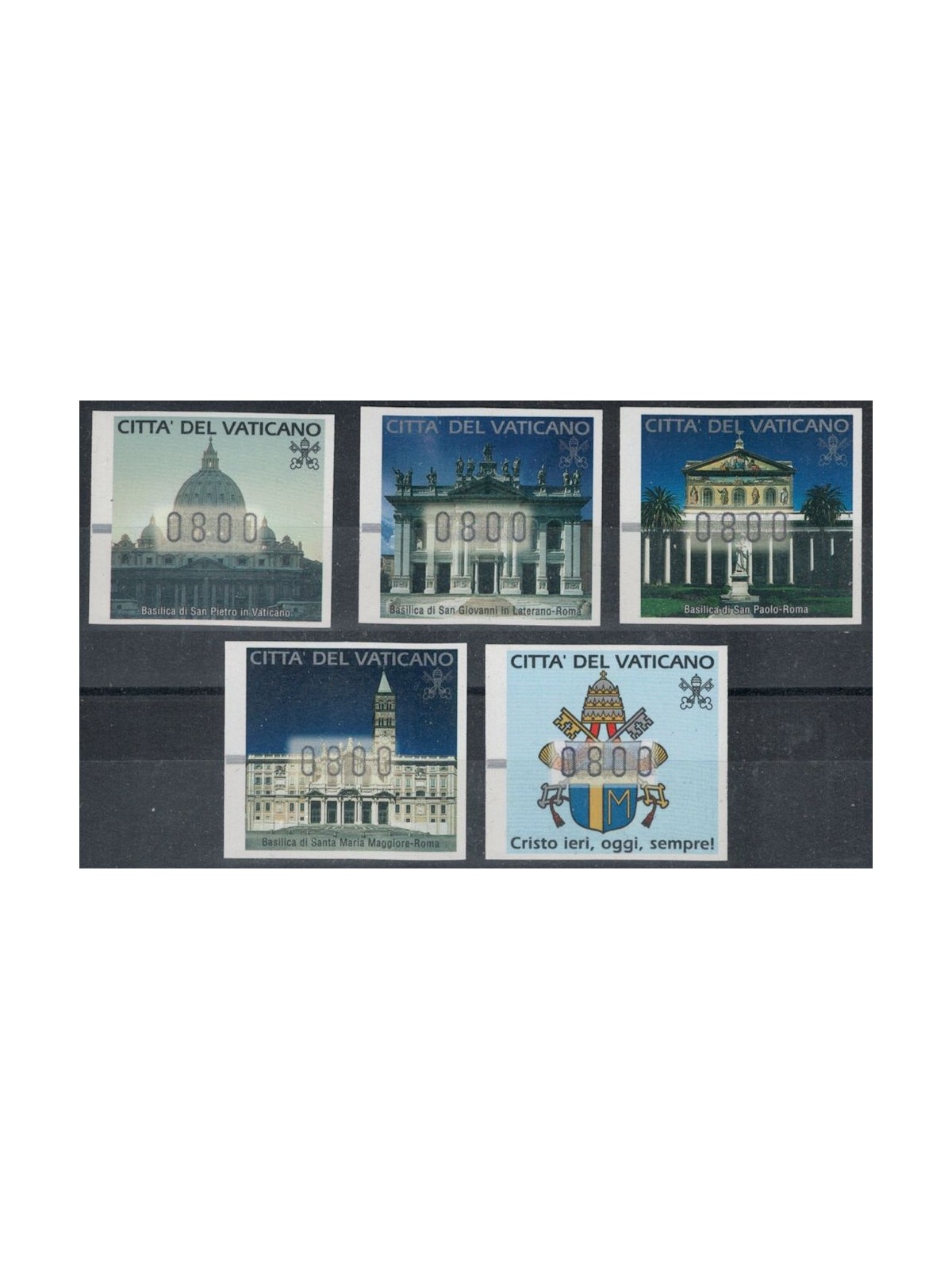 VATICAN 2000 Basilicas, automatic stamps 5v MNH**