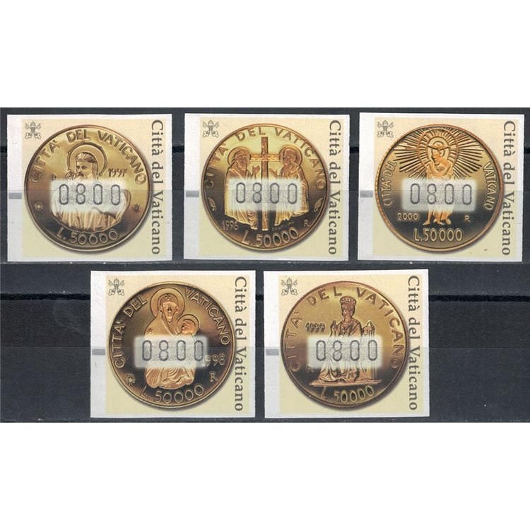 VATICAN 2001 Gold coins, automatic stamps 5v MNH**