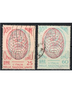 ITALY 1956 Italy's admission to the UN 2v us