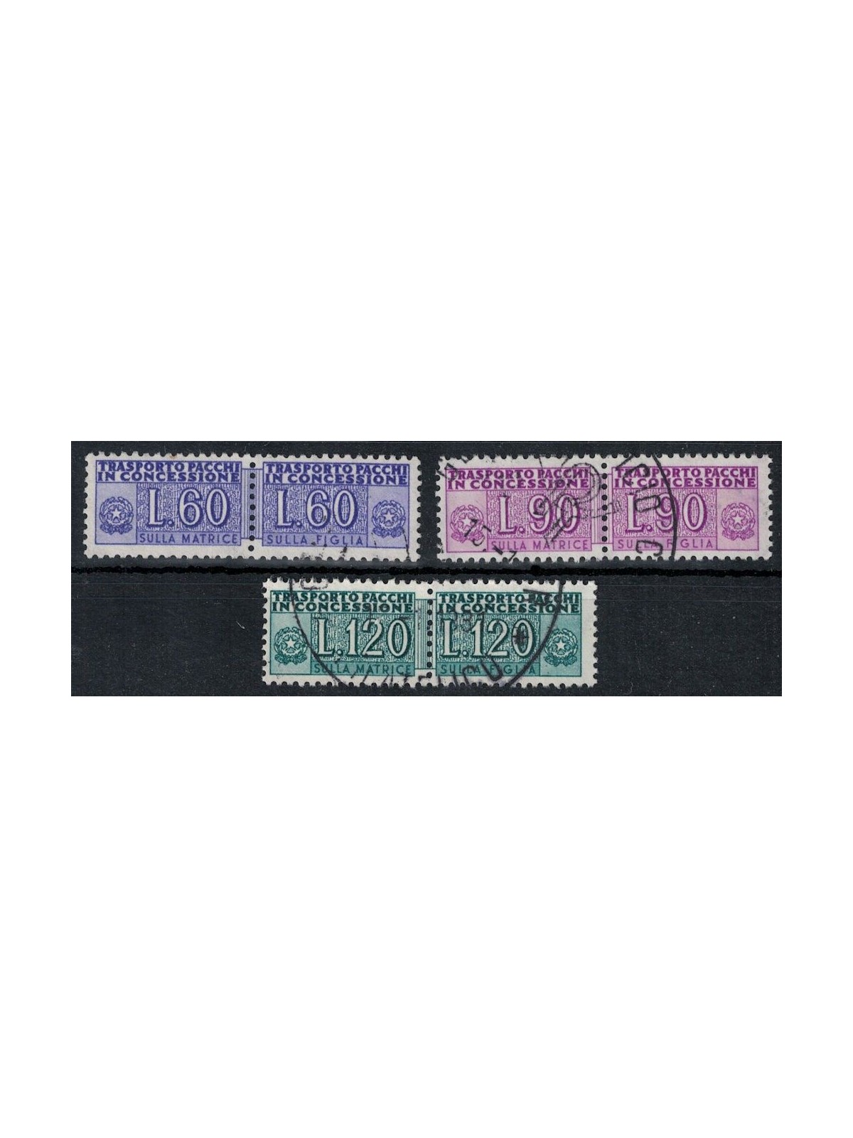 ITALIA 1958 Pacchi in concessione 3v us