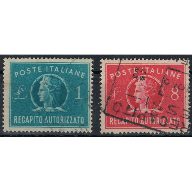 ITALY 1947 Authorized delivery 2v us