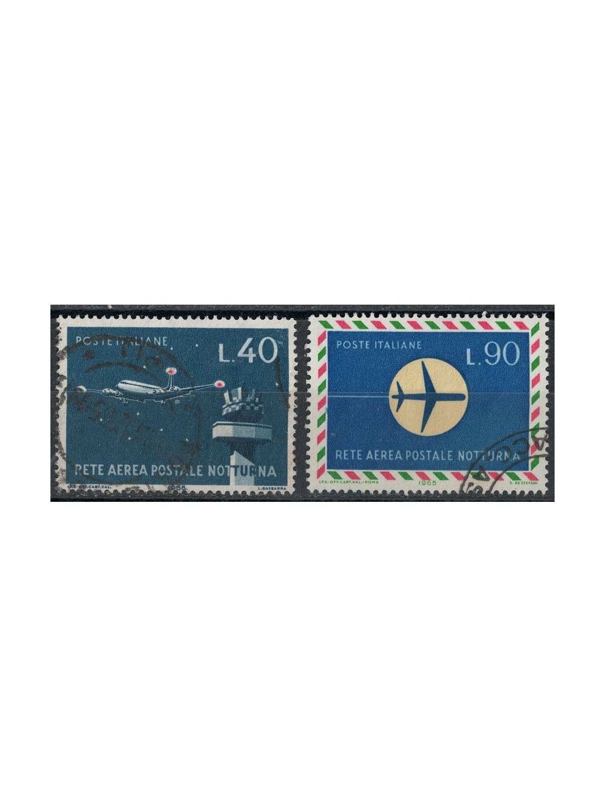 ITALY 1965 Night Postal Airline 2v US
