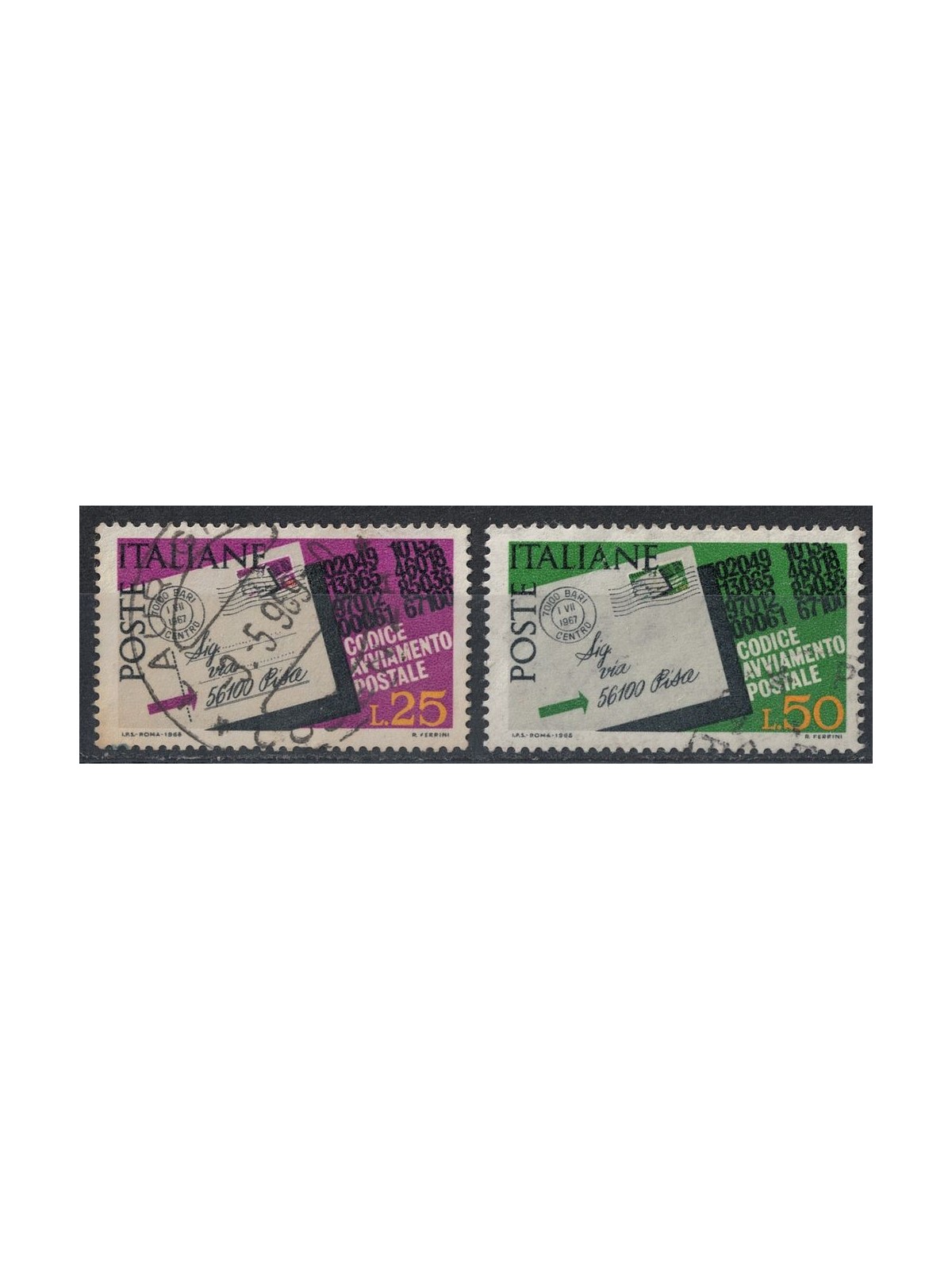 ITALIA 1968 Codice di avviamento postale 2v us