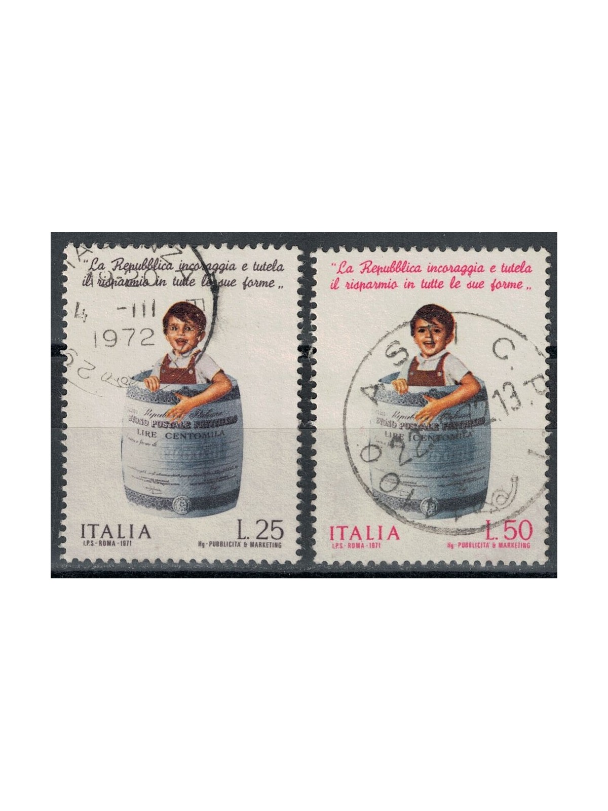 ITALY 1971 Postal Savings 2v US