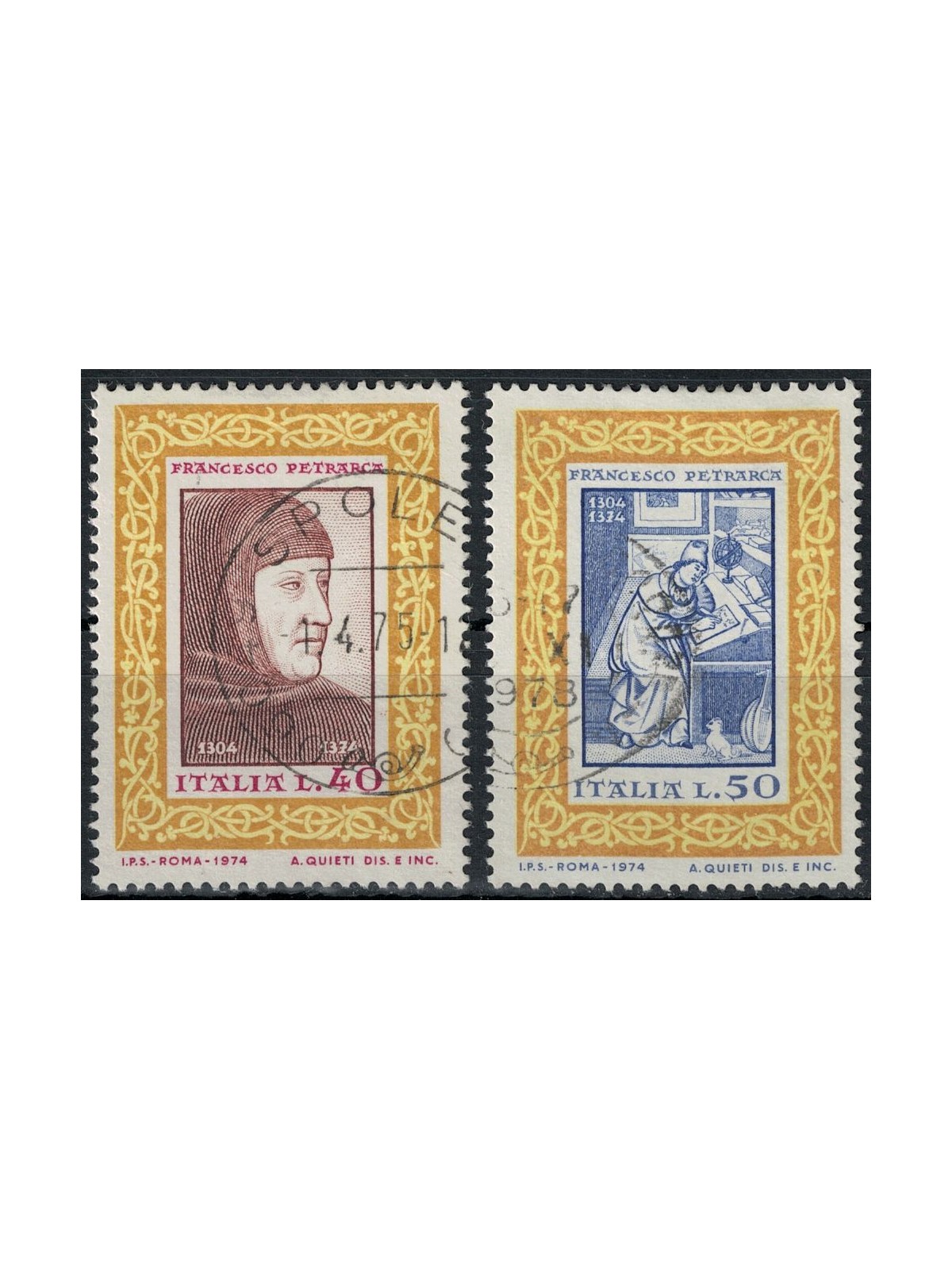 ITALIA 1974 Francesco Petrarca 2v us