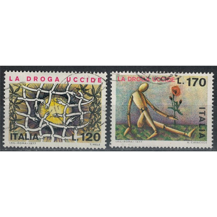 ITALIA 1977 Campagna contro la droga 2v us