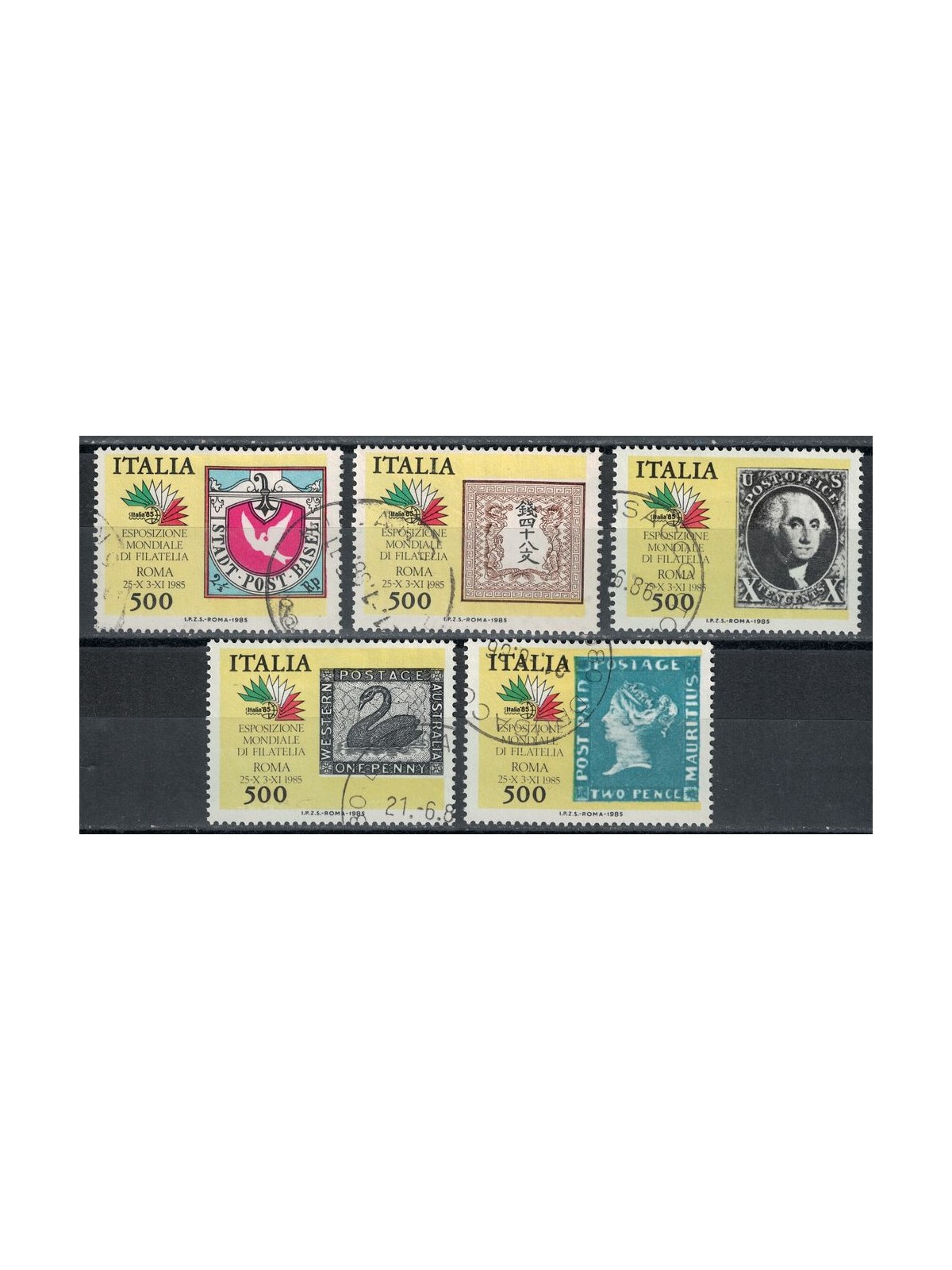 ITALY 1985 Stamps of the 5 continents 5v us