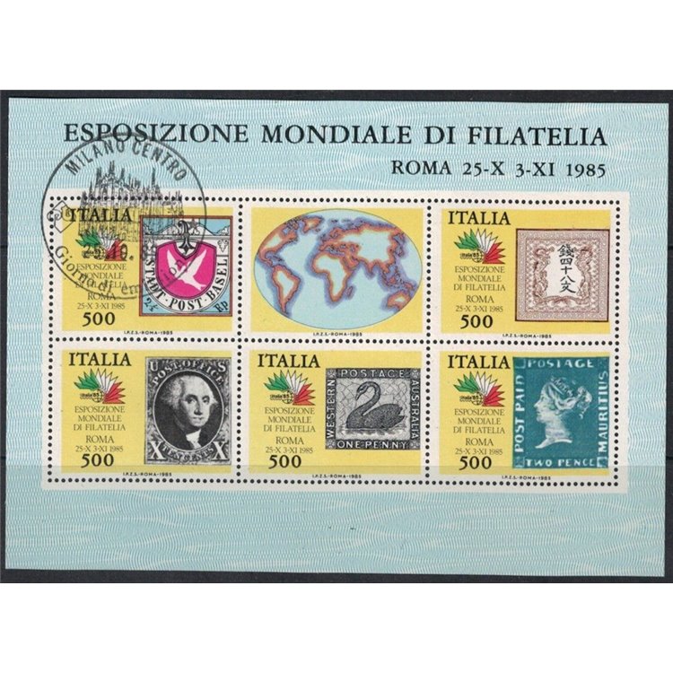 ITALY 1985 Stamps of the 5 continents s/s us