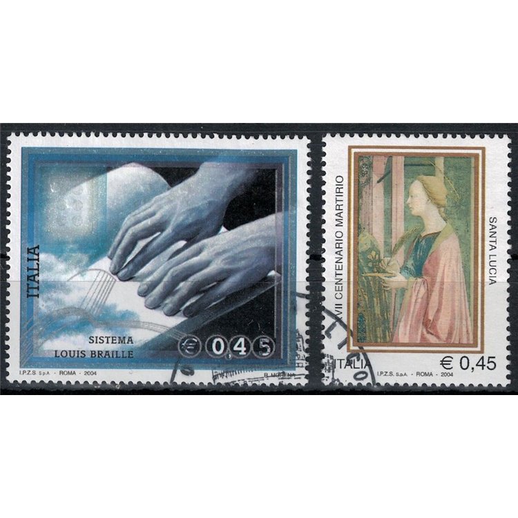 ITALY 2004 Braille Reading and St. Lucia 2v us