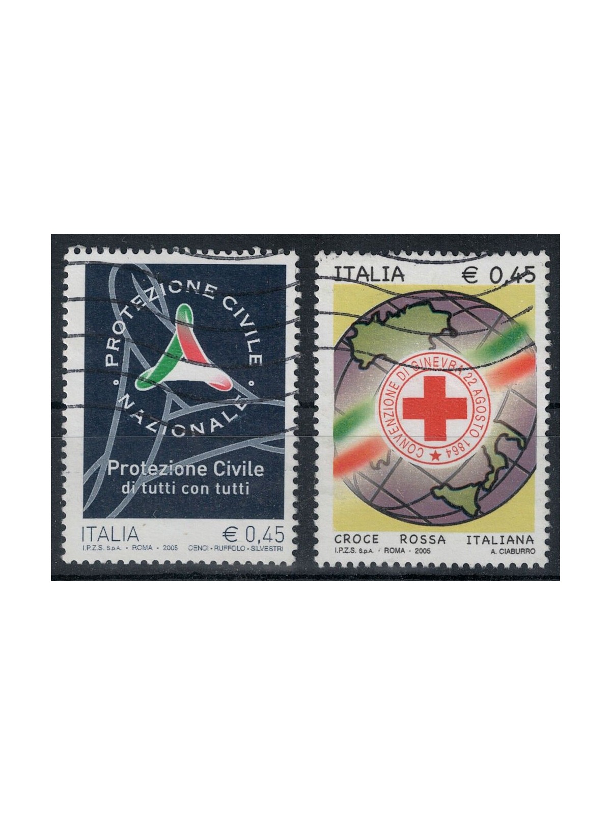 ITALY 2005 Red Cross and Civil Protection 2v us