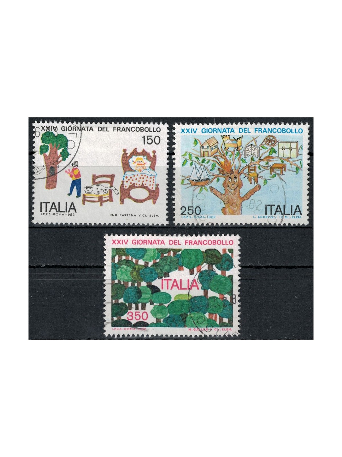 ITALIA 1982 Giornata del francobollo 3v us