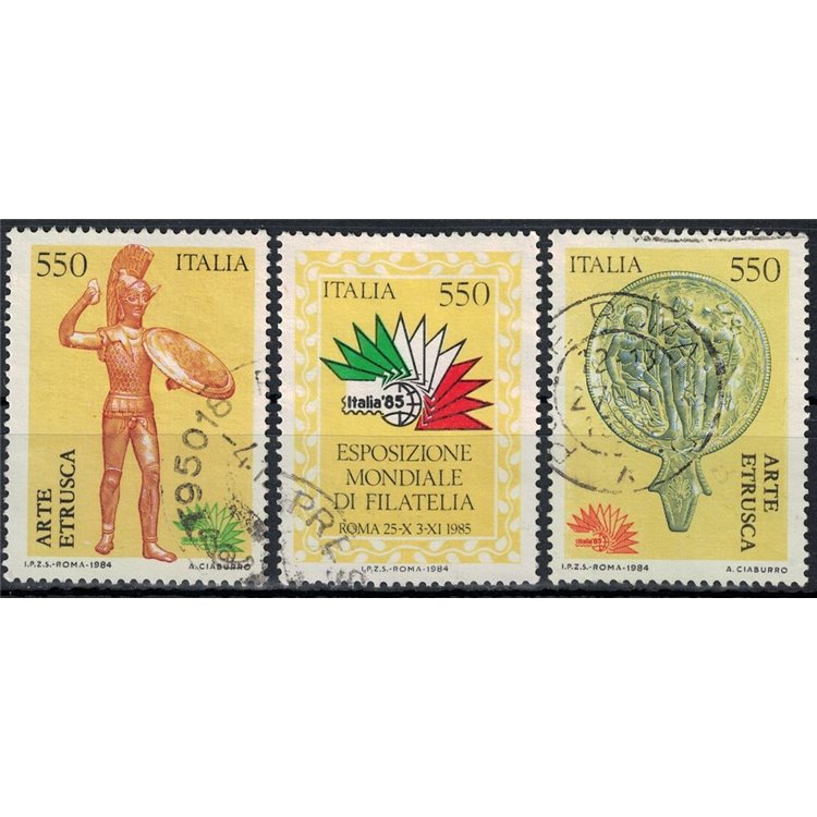 ITALY 1984 Philatelic Exhibition, Etruscan art 3v us