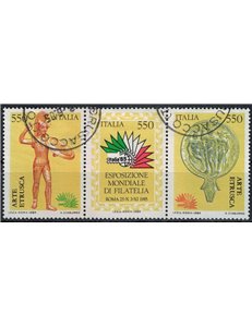 ITALIA 1984 Esposizione di filatelia, arte etrusca 3v us (trittico)