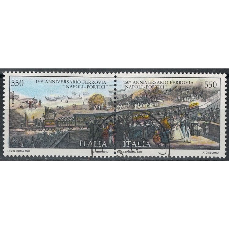 ITALY 1989 Naples-Portici Railway 2v in pair us