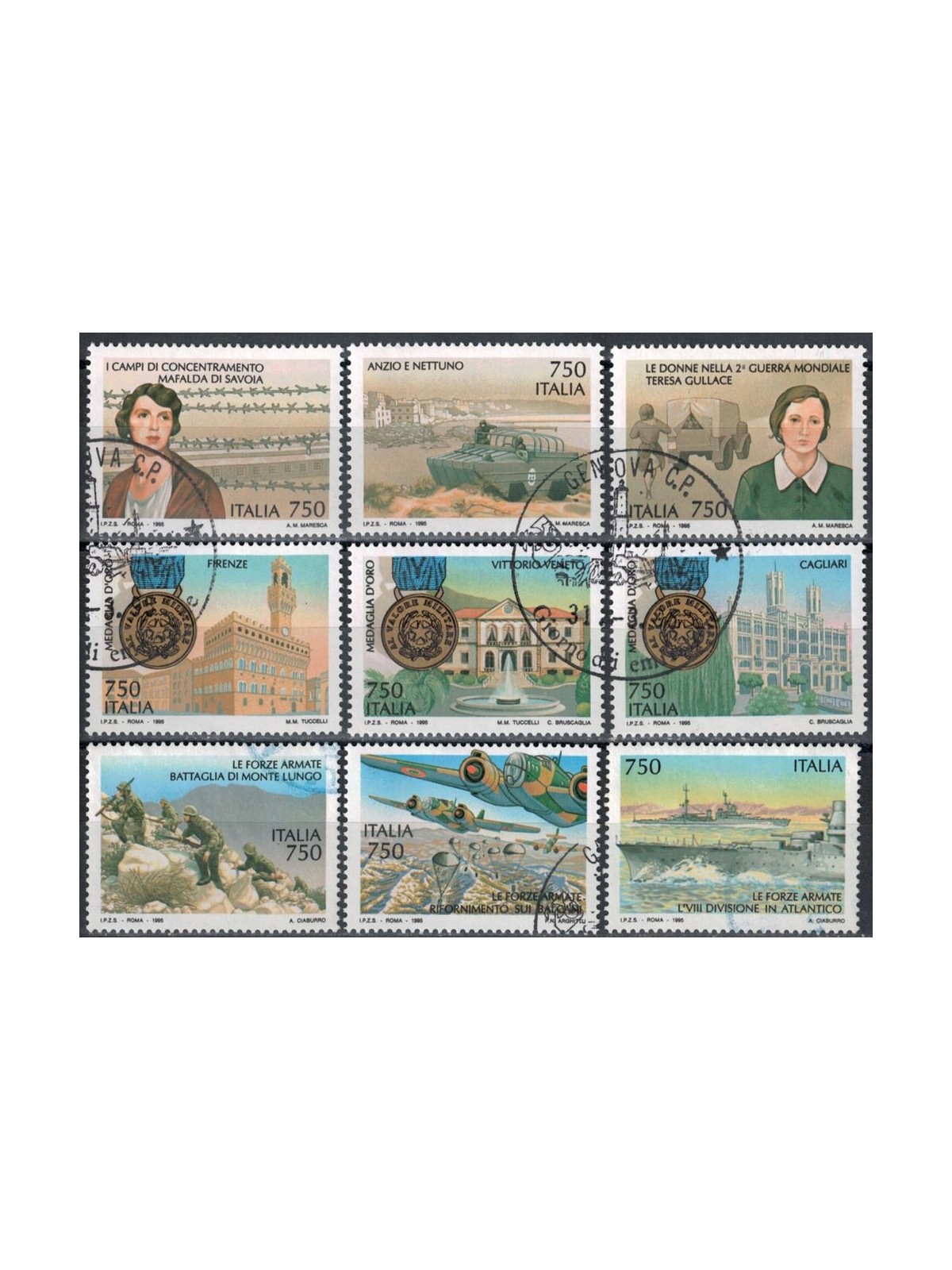 ITALY 1995 Events of the Second World War 9v us