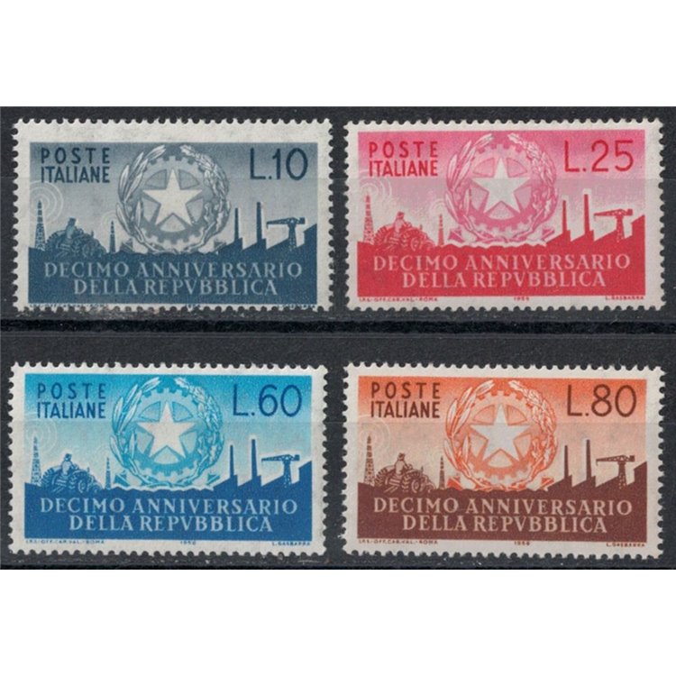 ITALIA 1956 Anniversario della Repubblica 4v MNH**