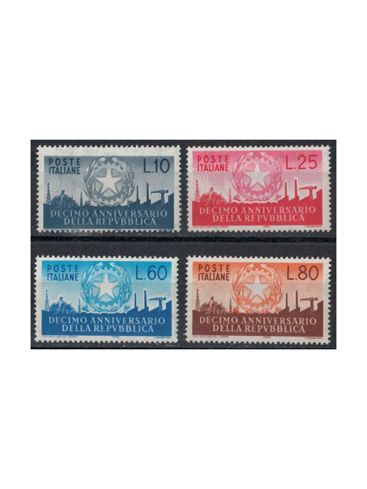 ITALIA 1956 Anniversario della Repubblica 4v MNH**