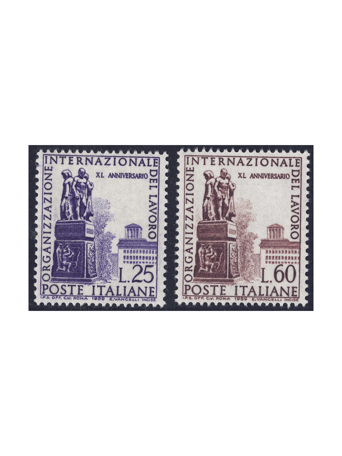 ITALIA 1959 Organizzazione del Lavoro 2v MNH**