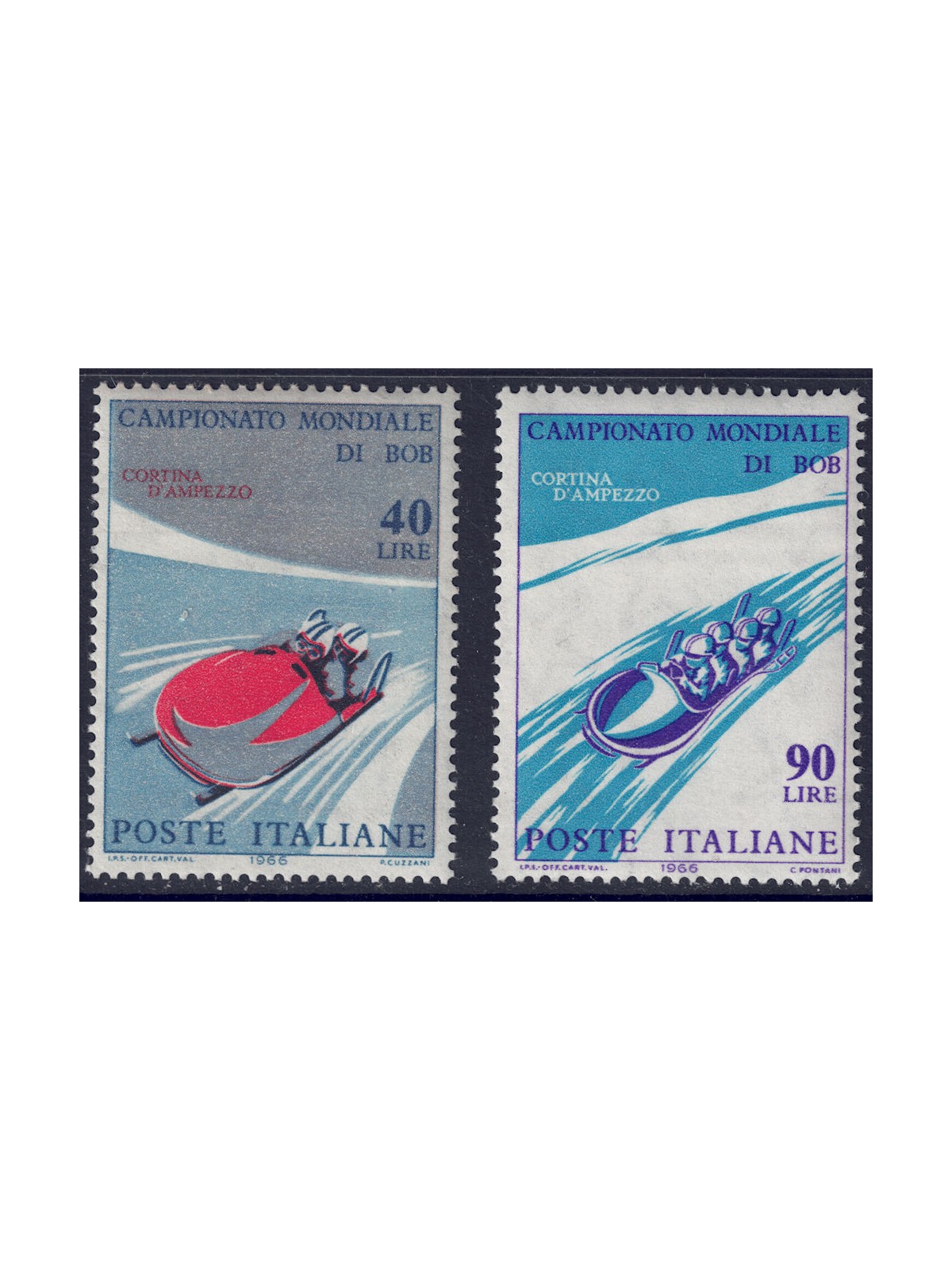 ITALY 1966 World Bobsleigh Championships 2v MNH**