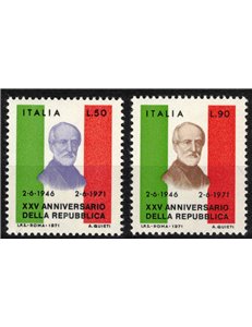 ITALY 1971 Anniversary of the Republic 2v MNH**