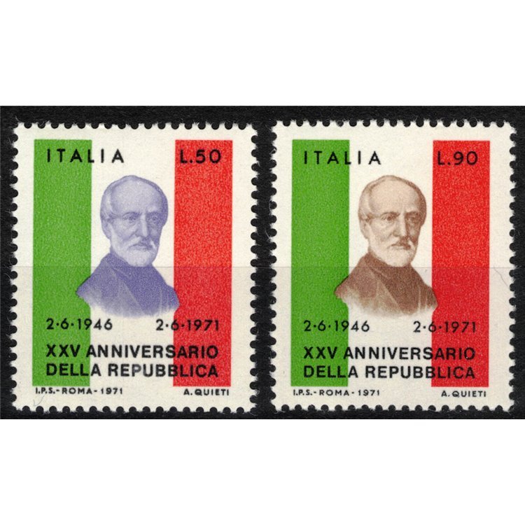 ITALIA 1971 Anniversario della Repubblica 2v MNH**