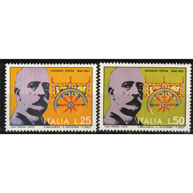ITALIA 1972 Giovanni Verga 2v MNH**