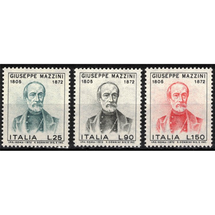 ITALIA 1972 Giuseppe Mazzini 3v MNH**