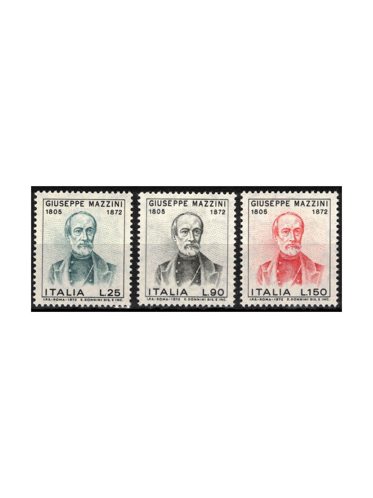 ITALY 1972 Giuseppe Mazzini 3v MNH**