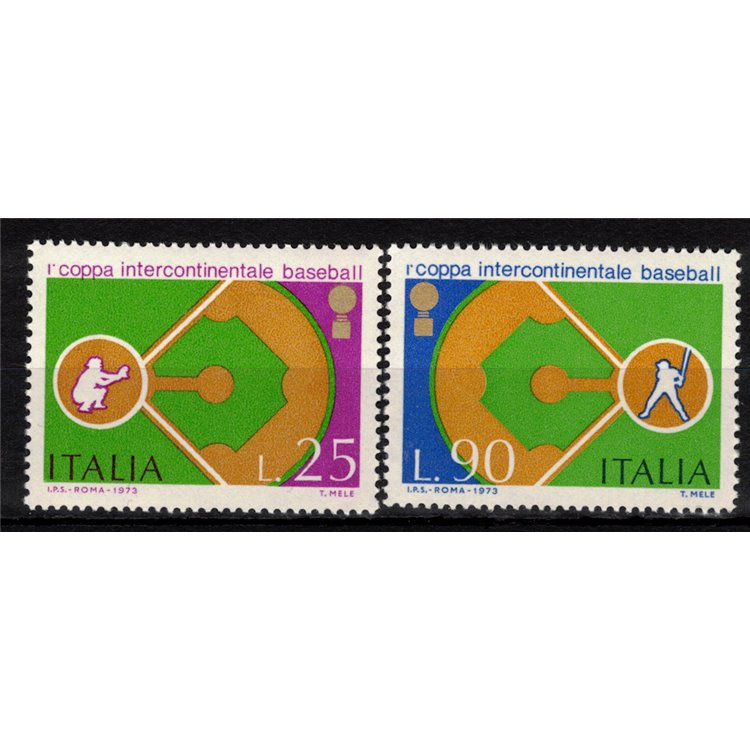 ITALY 1973 Intercontinental Baseball Cup 2v MNH**