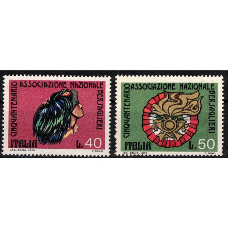 ITALIA 1974 Associazione Nazionale Bersaglieri 2v MNH**