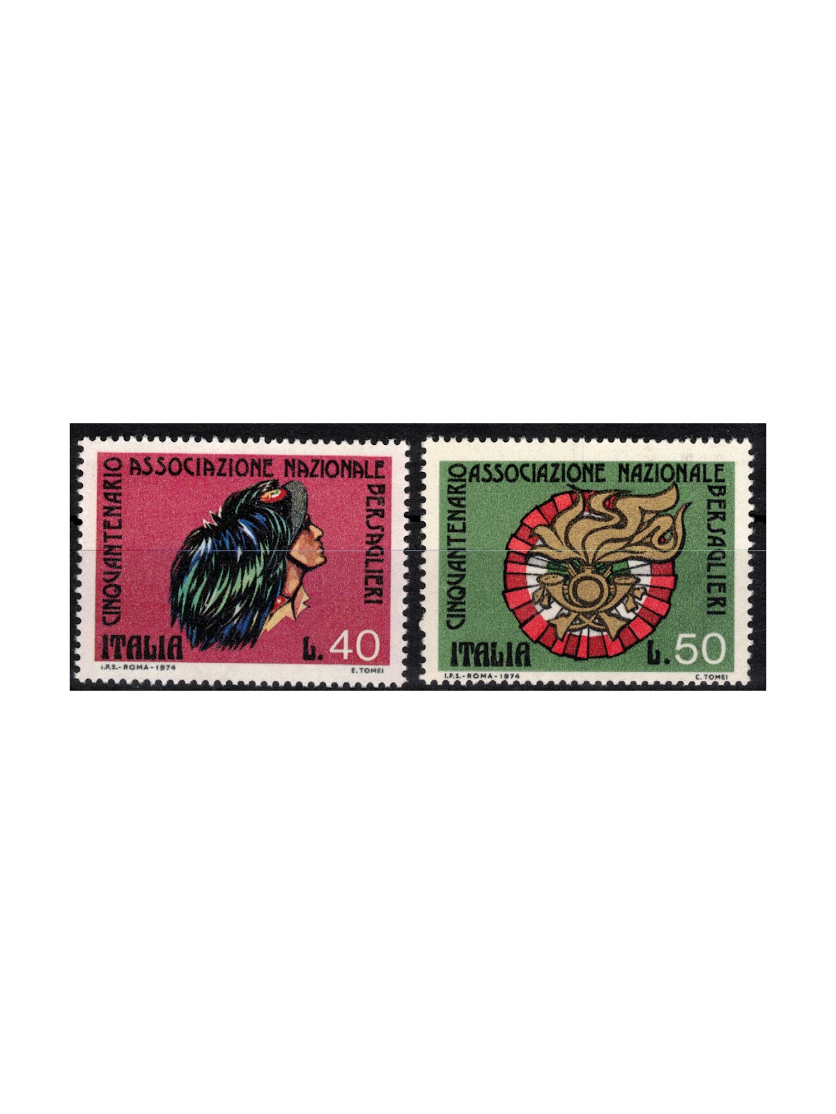 ITALIA 1974 Associazione Nazionale Bersaglieri 2v MNH**