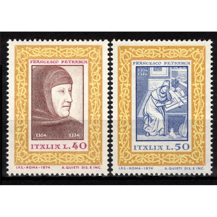 ITALIA 1974 Francesco Petrarca 2v MNH**