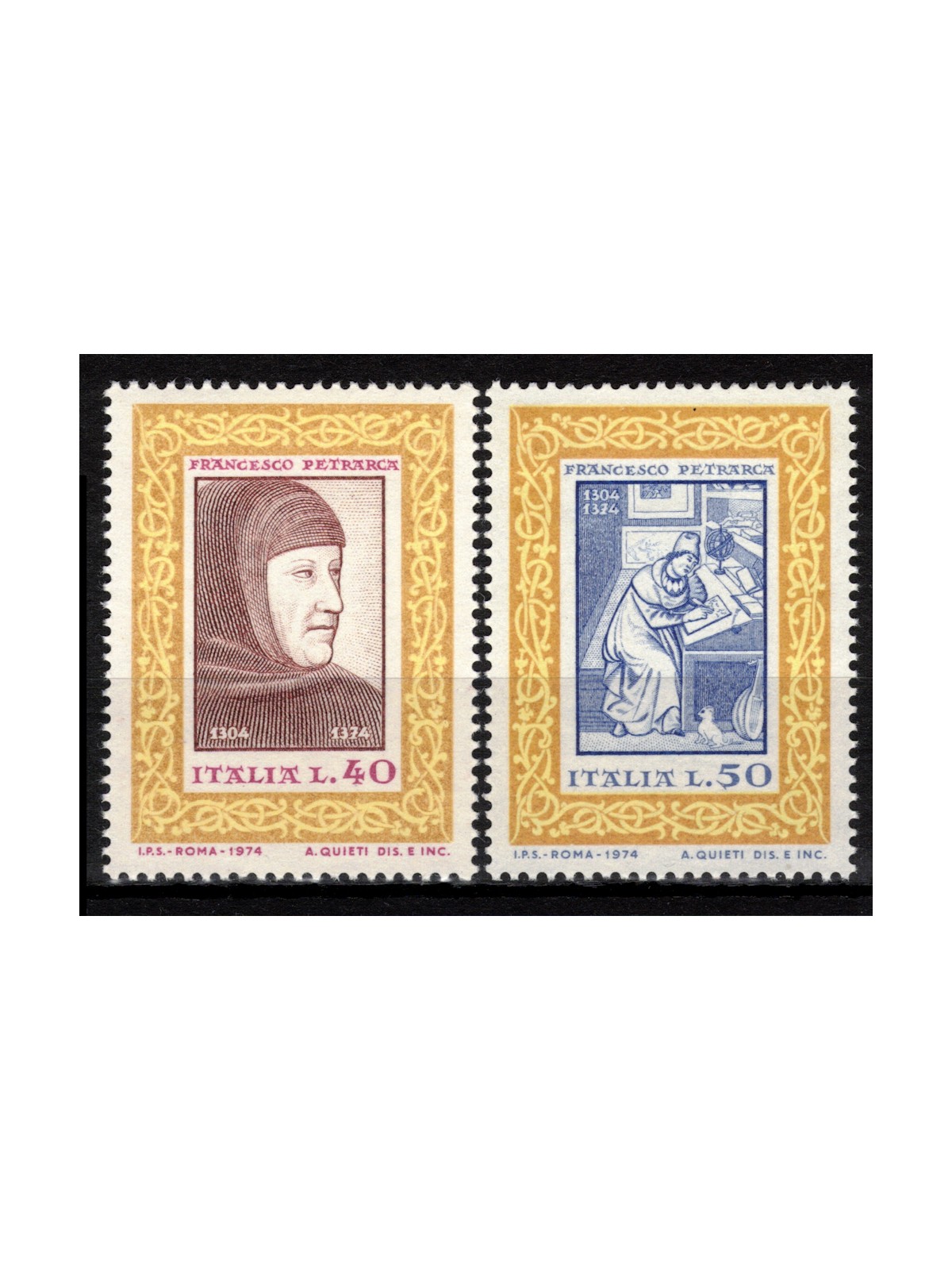ITALIA 1974 Francesco Petrarca 2v MNH**