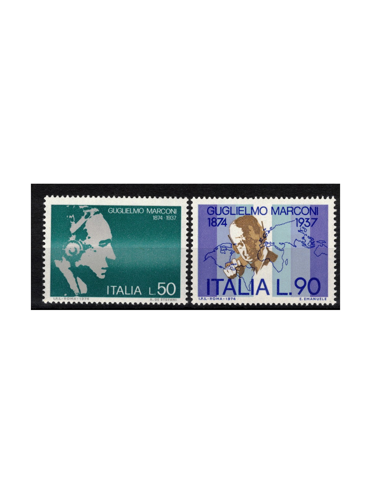 ITALY 1974 Guglielmo Marconi 2v MNH**
