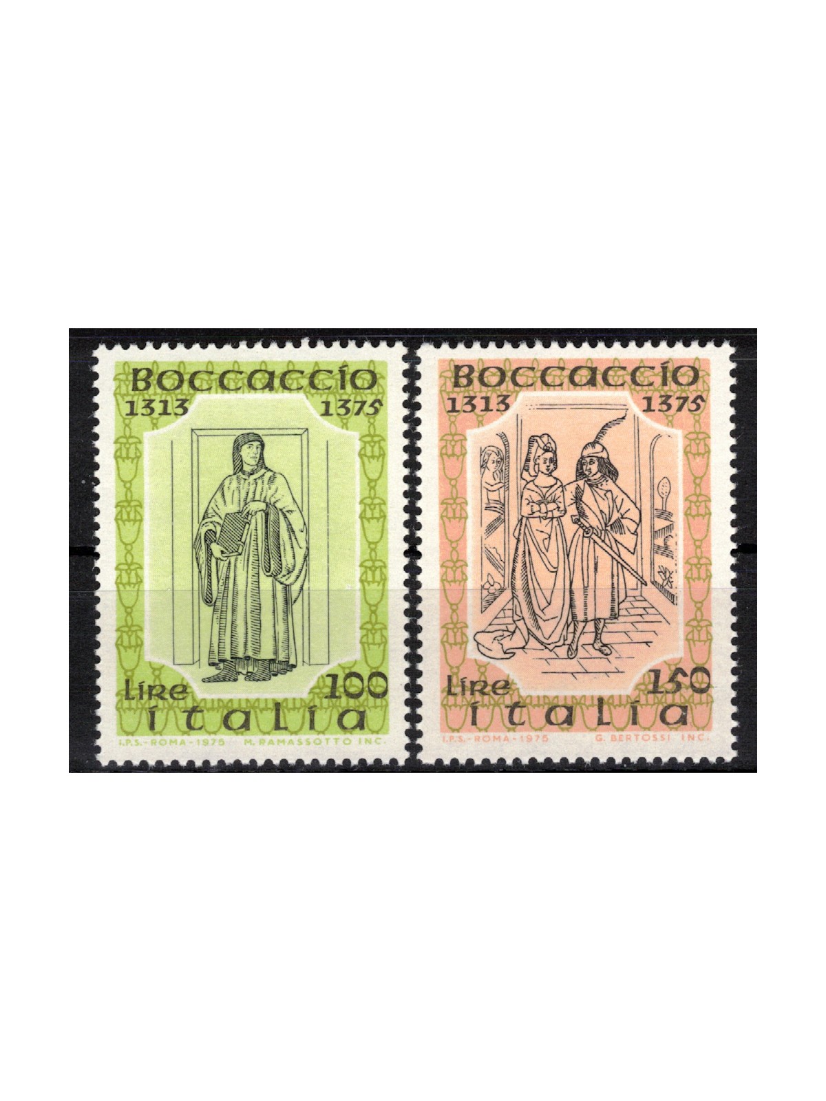 ITALIA 1975 Giovanni Boccaccio 2v MNH**