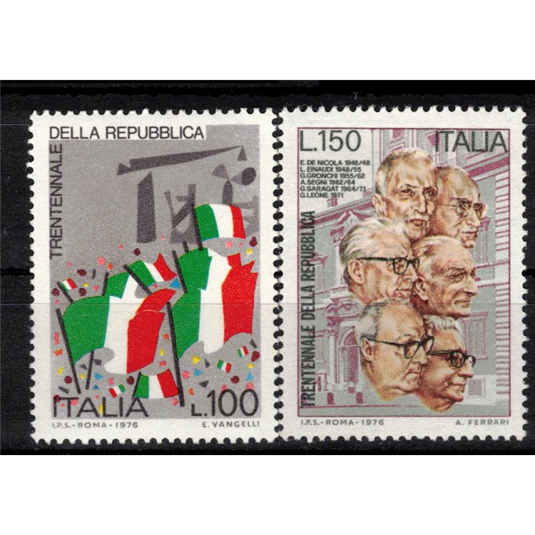 ITALIA 1976 Anniversario della Repubblica 2v MNH**