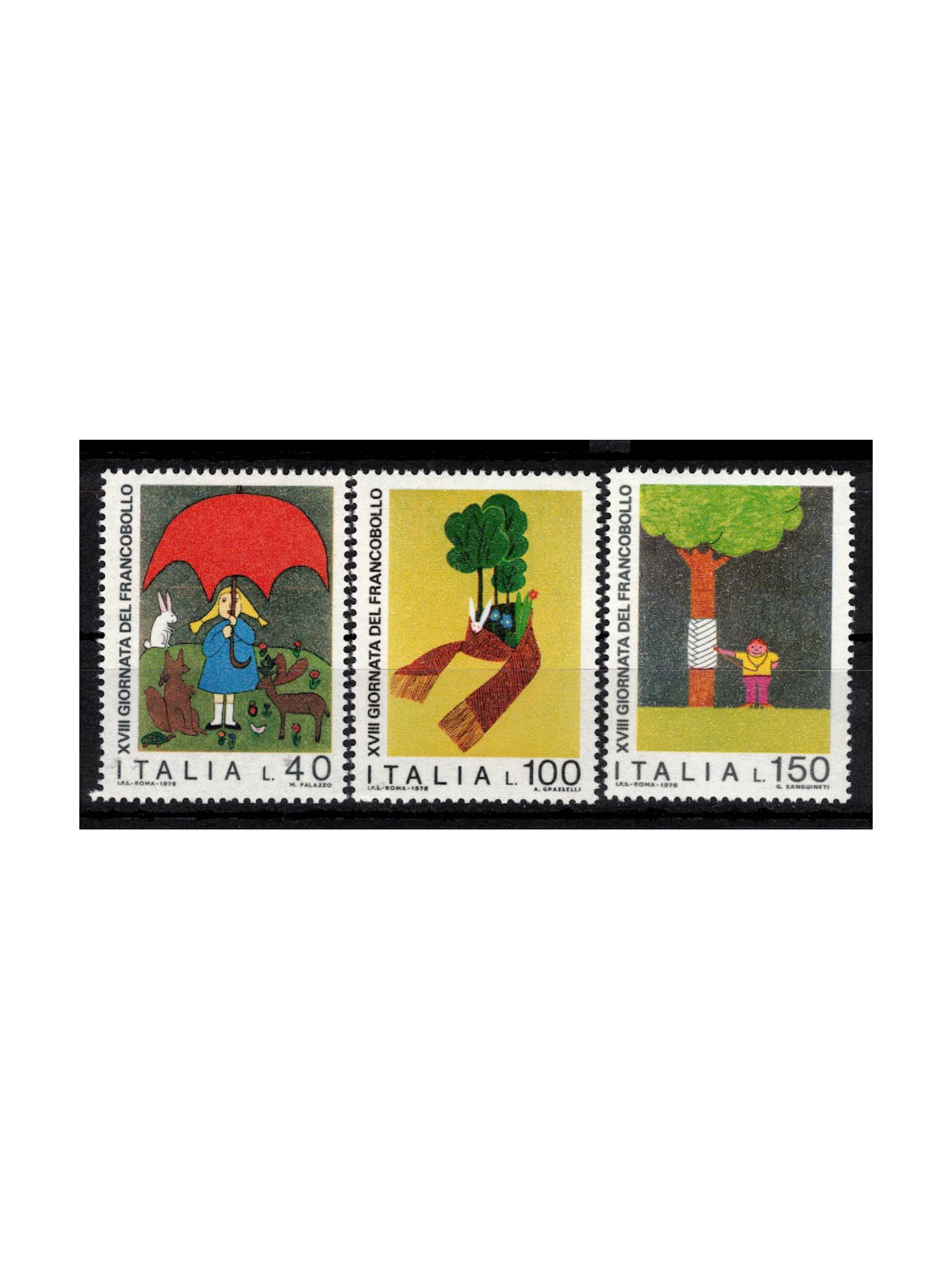 ITALIA 1976 Giornata del francobollo 3v MNH**