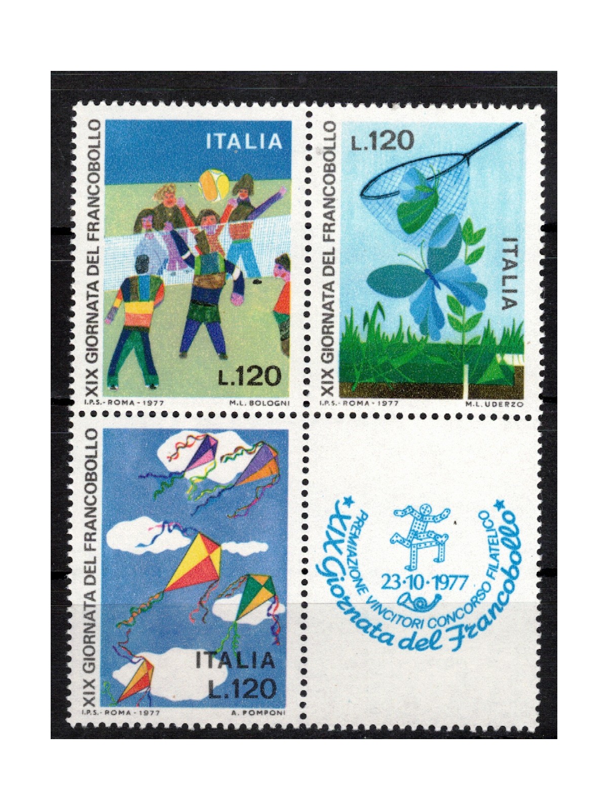 ITALY 1977 Stamp Day 3v MNH**