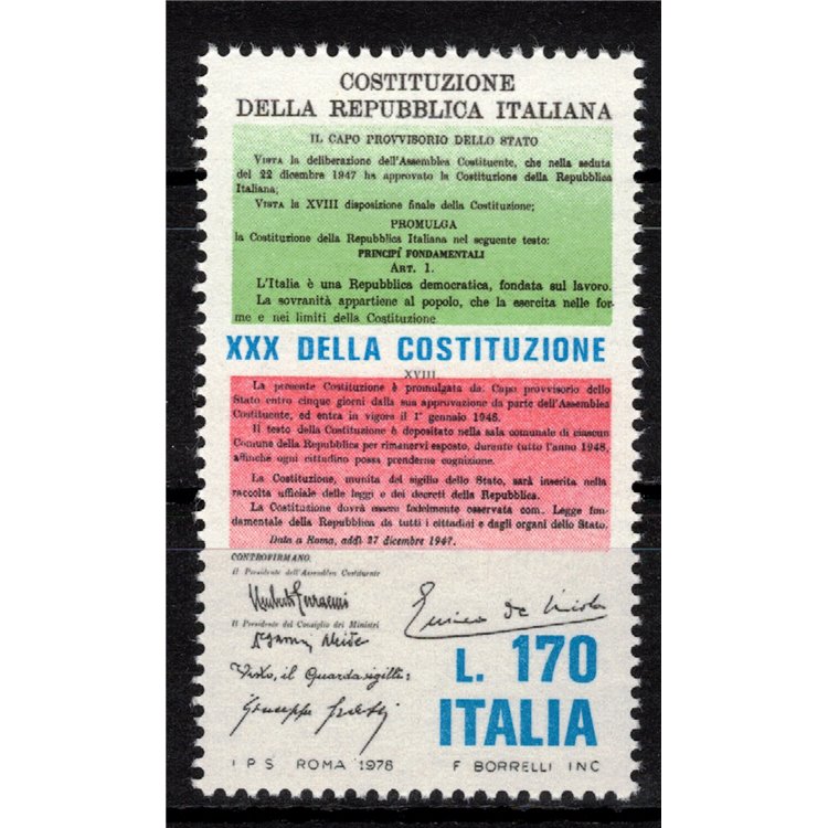 ITALY 1978 Constitution of the Republic MNH**