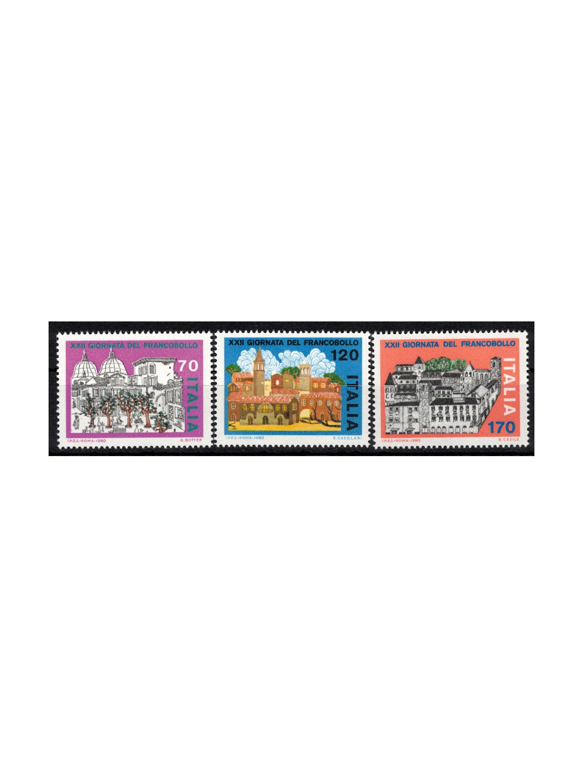 ITALIA 1980 Giornata del francobollo 3v MNH**
