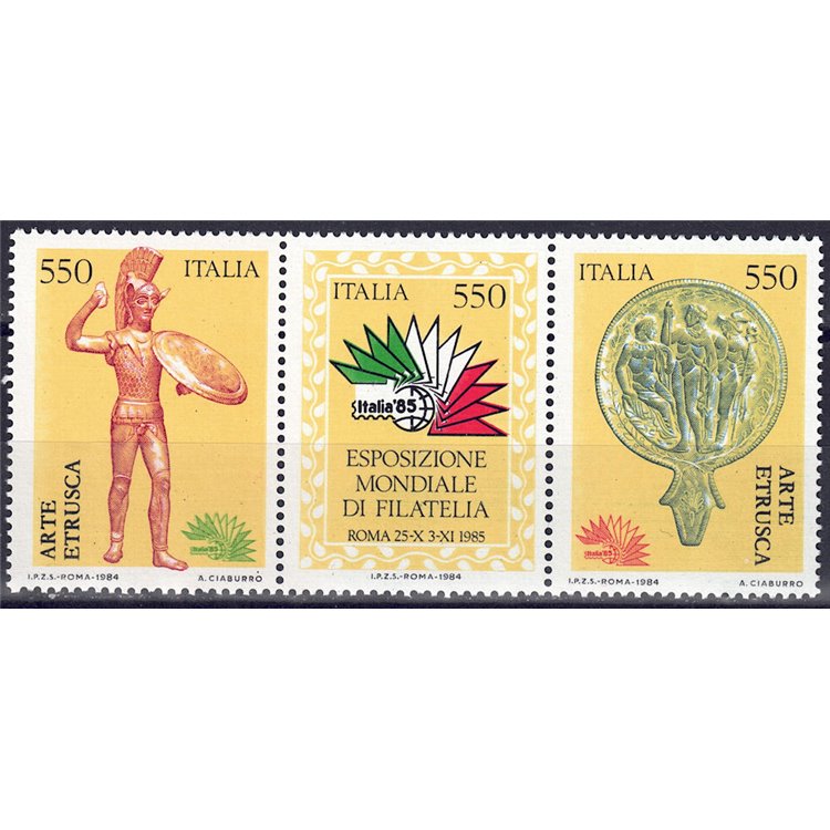 ITALIA 1984 Esposizione di filatelia, arte etrusca 3v MNH**