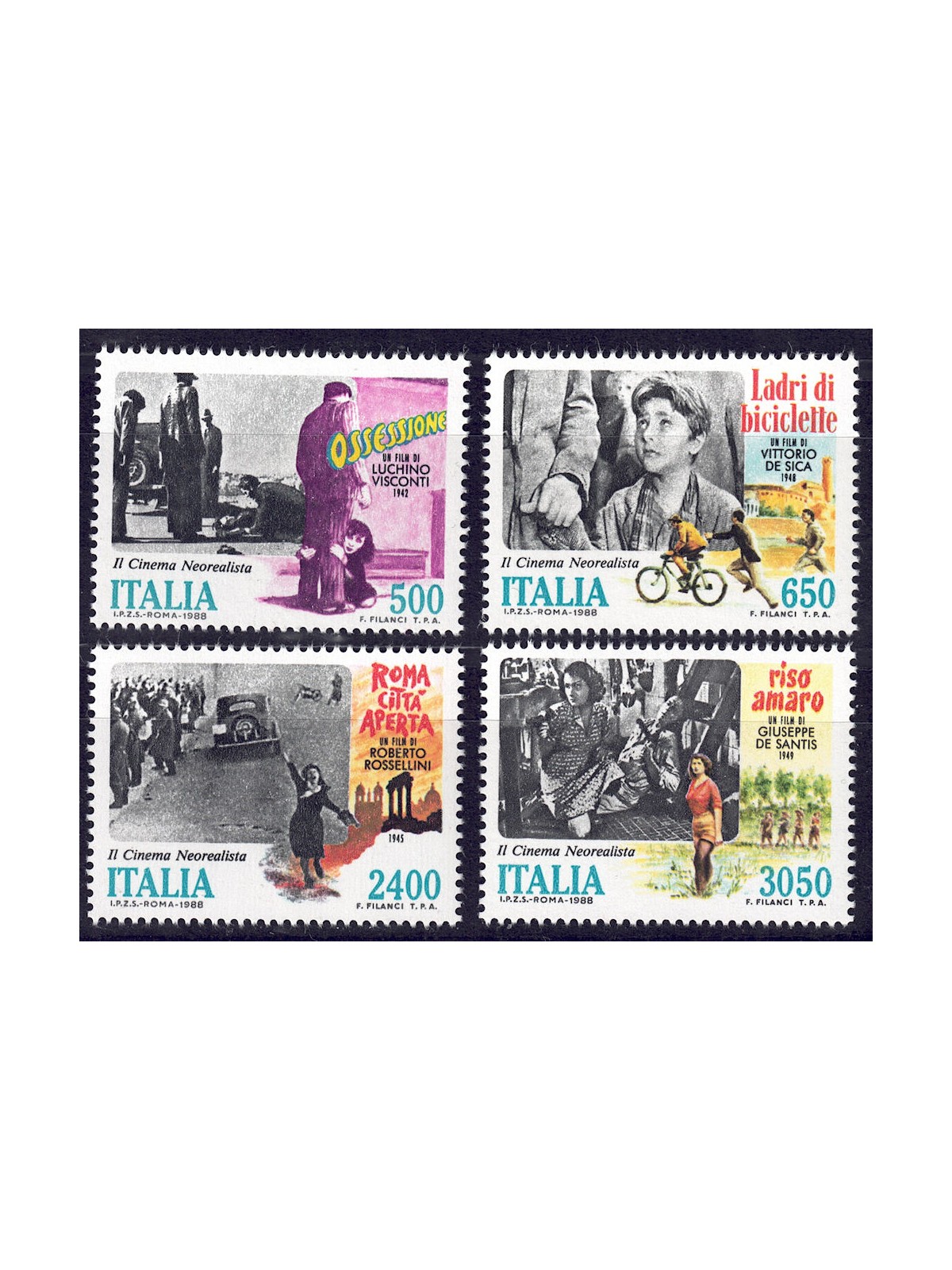 ITALIA 1988 Cinema italiano 4v MNH**
