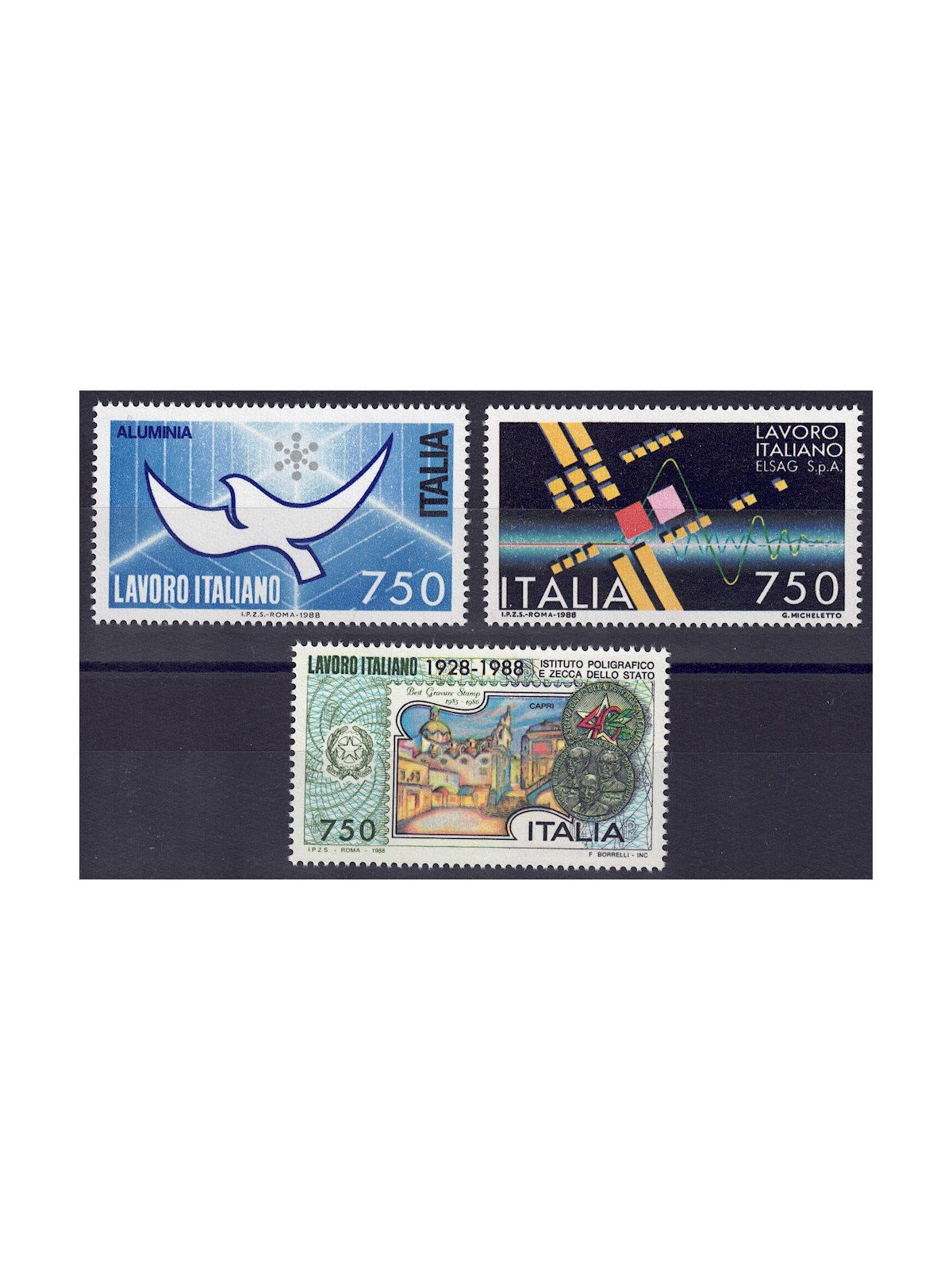 ITALIA 1988 Lavoro italiano 3v MNH**