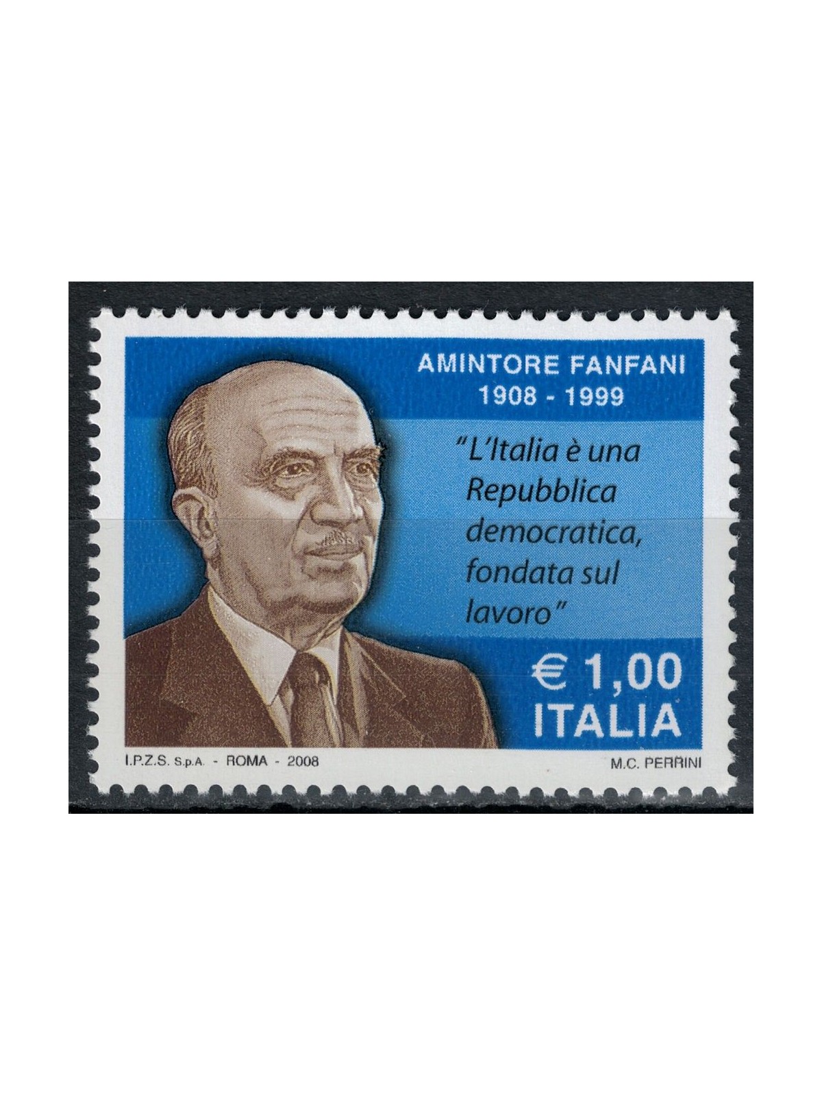 ITALIA 2008 Amintore Fanfani MNH**