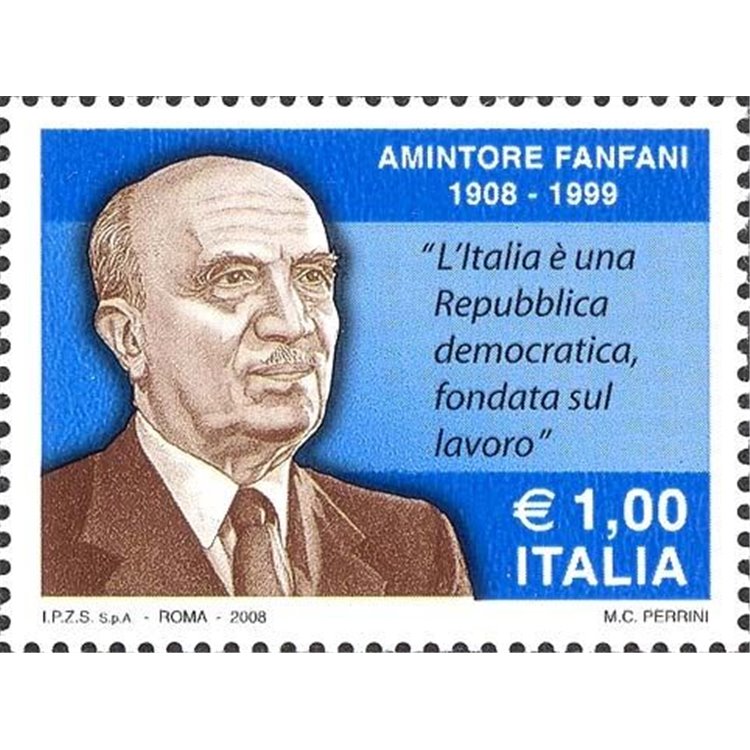 ITALIA 2008 Amintore Fanfani MNH**