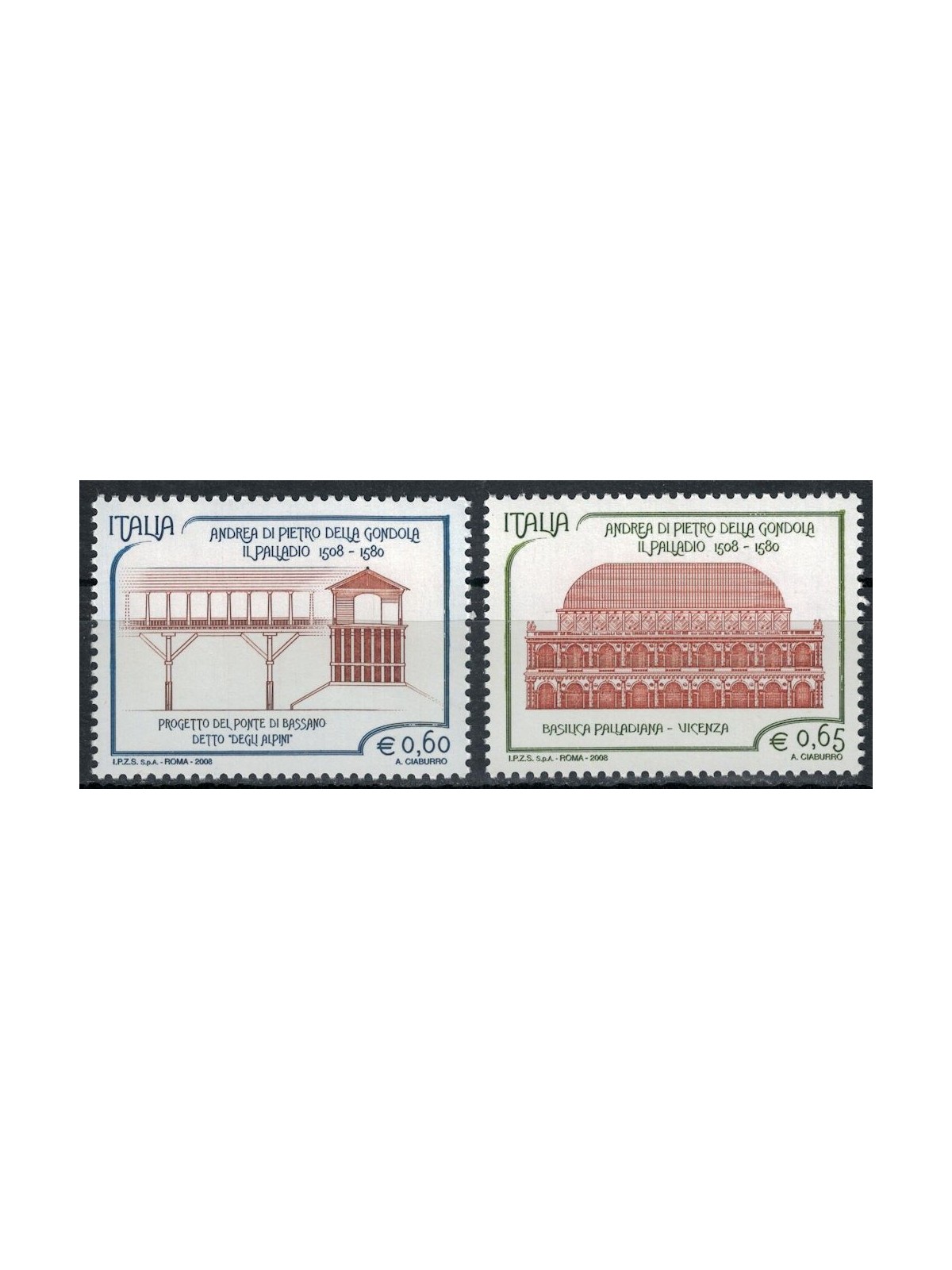 ITALY 2008 Andrea Palladio 2v MNH**