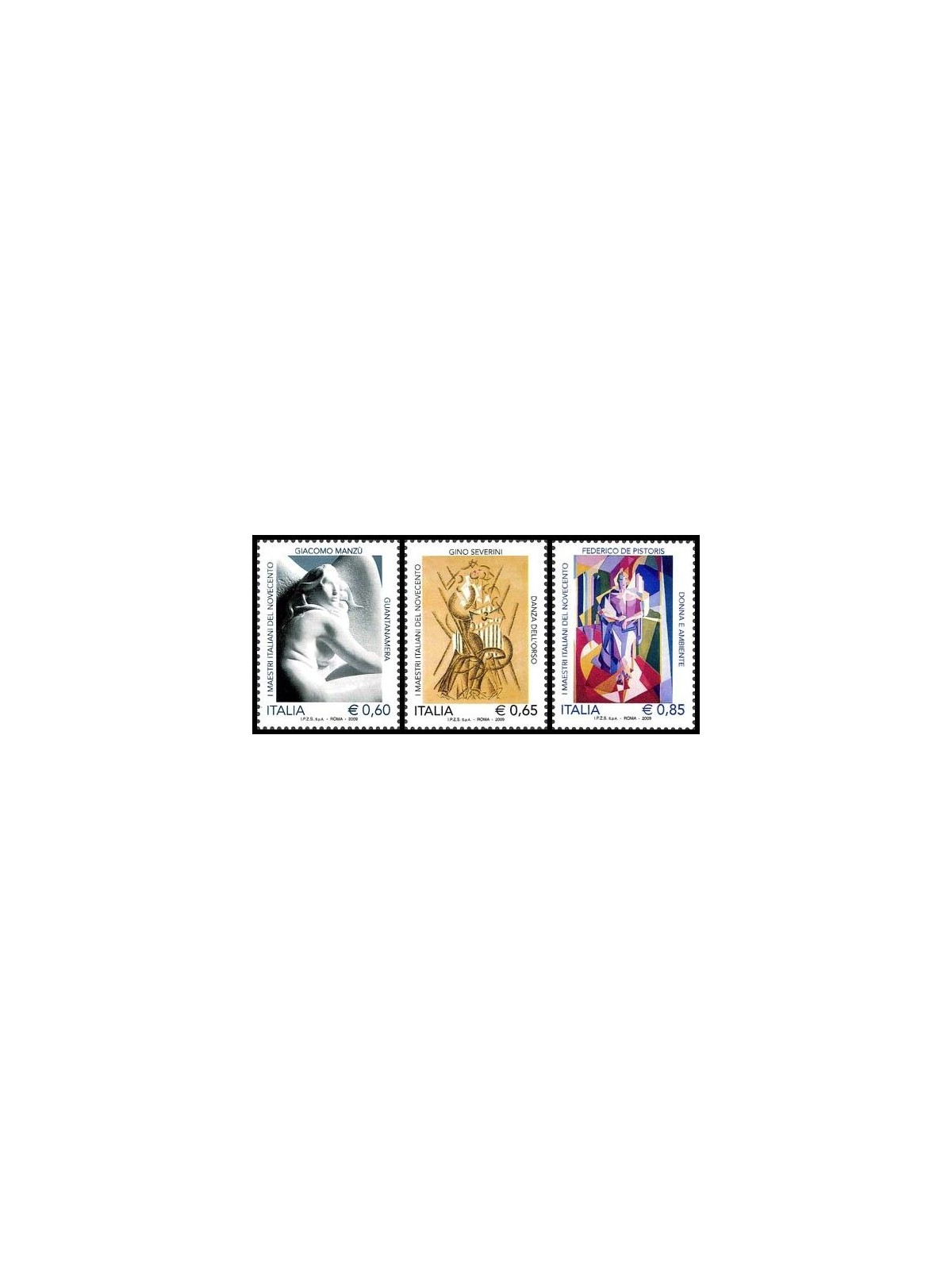 ITALY 2009 Masters of the Twentieth Century 3v MNH**