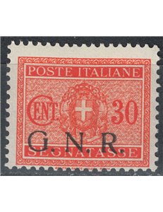 ITALIA RSI 1944 Varietà Segnatasse GNR 30c arancio Brescia MNH**