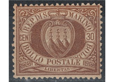 SAN MARINO 1877-90 30c bruno MH* © (Lusso)